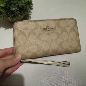 Coach Tan Wristlet Wallet